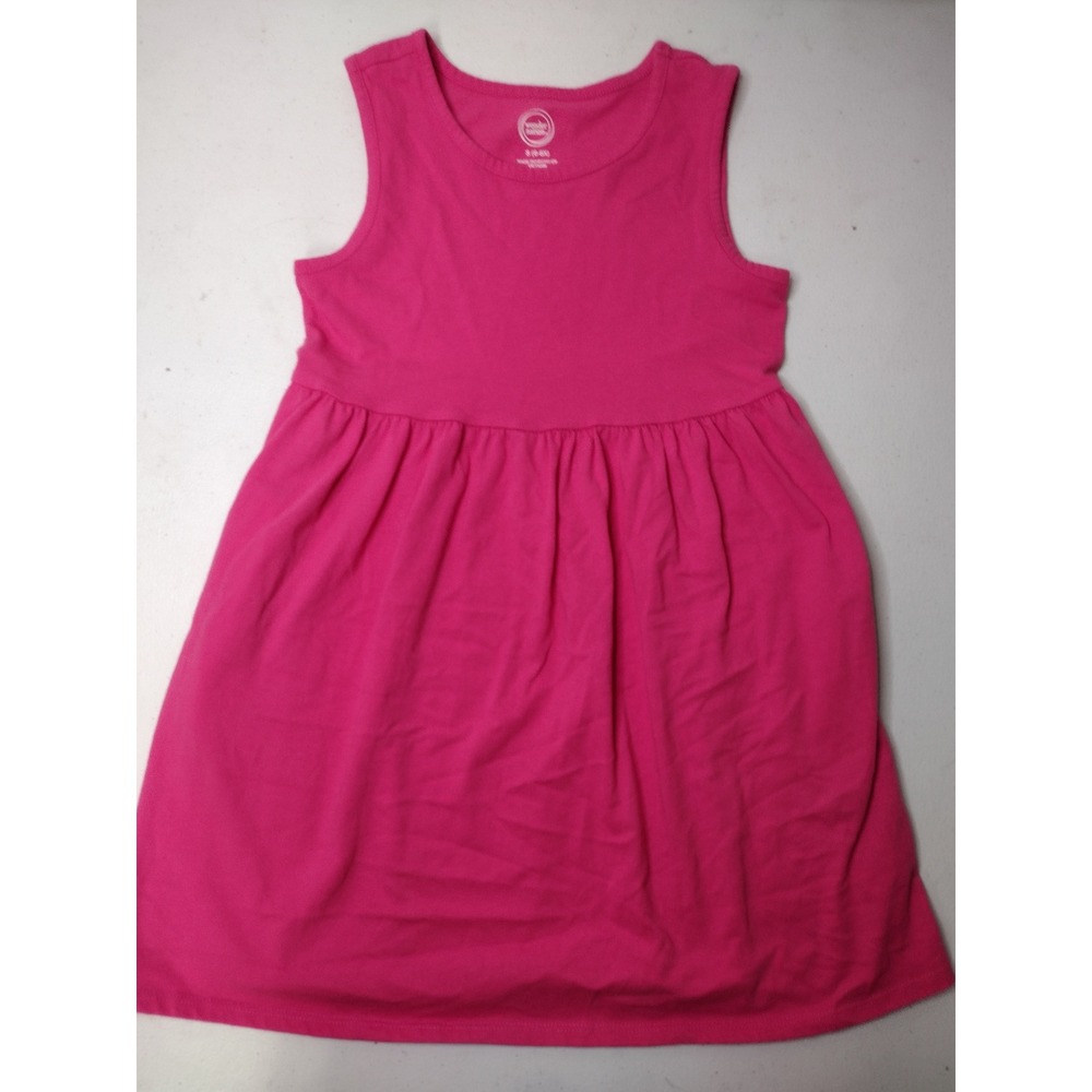Wonder Nation Girls Pink Sleeveless Tank Dress with Pockets Size S 6-6X Cotton